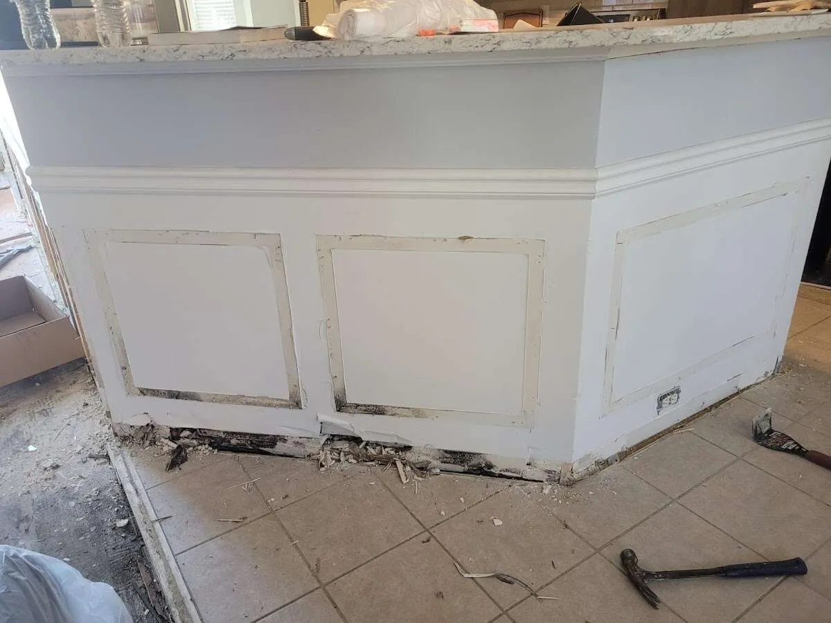 Water damage and mold on kitchen during Storm Damage Restoration in Armada